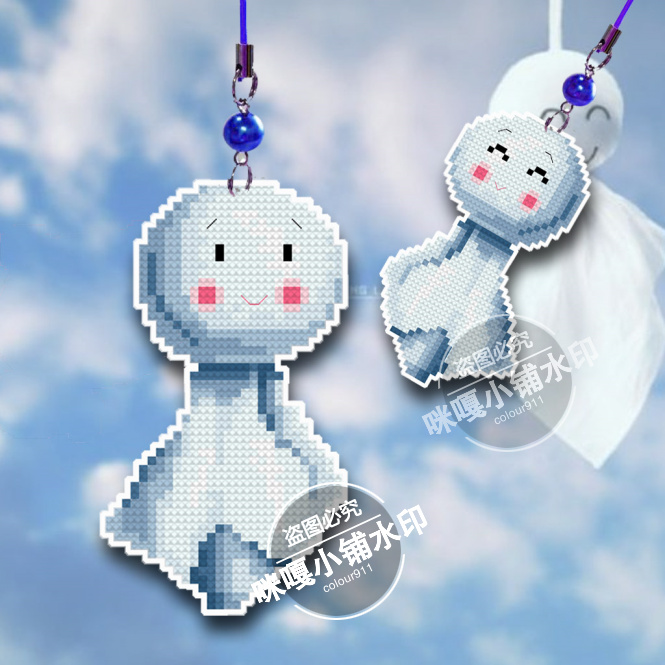 Three Mimi Cross embroidered small pendant bifacial embroidered phone hanging decoration key button S586 sunny doll