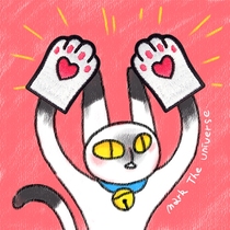 Cosmic mark Meow head original design embroidery brooch badge Cat claw cute adorable department