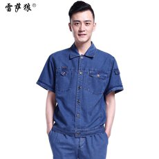 Спецодежда 牛仔工作服套装男 短袖长袖劳保工作服耐磨机修电焊工厂车间服