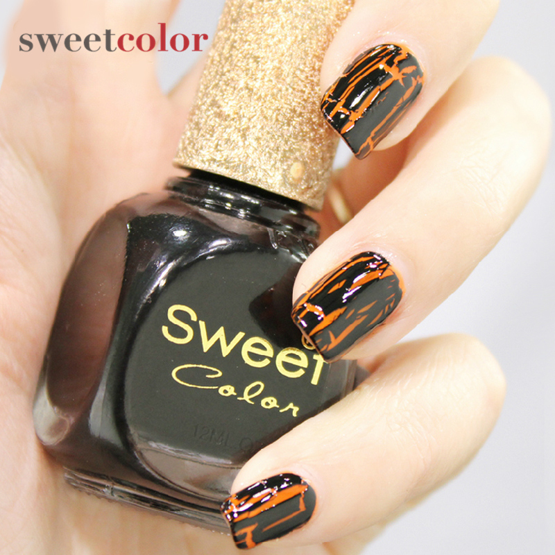 Sweet Color 指甲油 黑色 爆裂冰裂纹 环保个性美甲 无毒 12ML