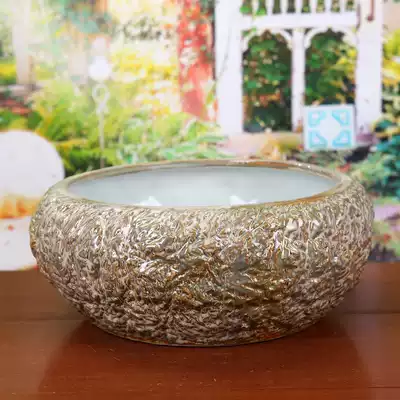 Ceramic fish tank creative small fish basin hand-painted mini turtle tank lotus flower pot tea water tank ecological wind water tank