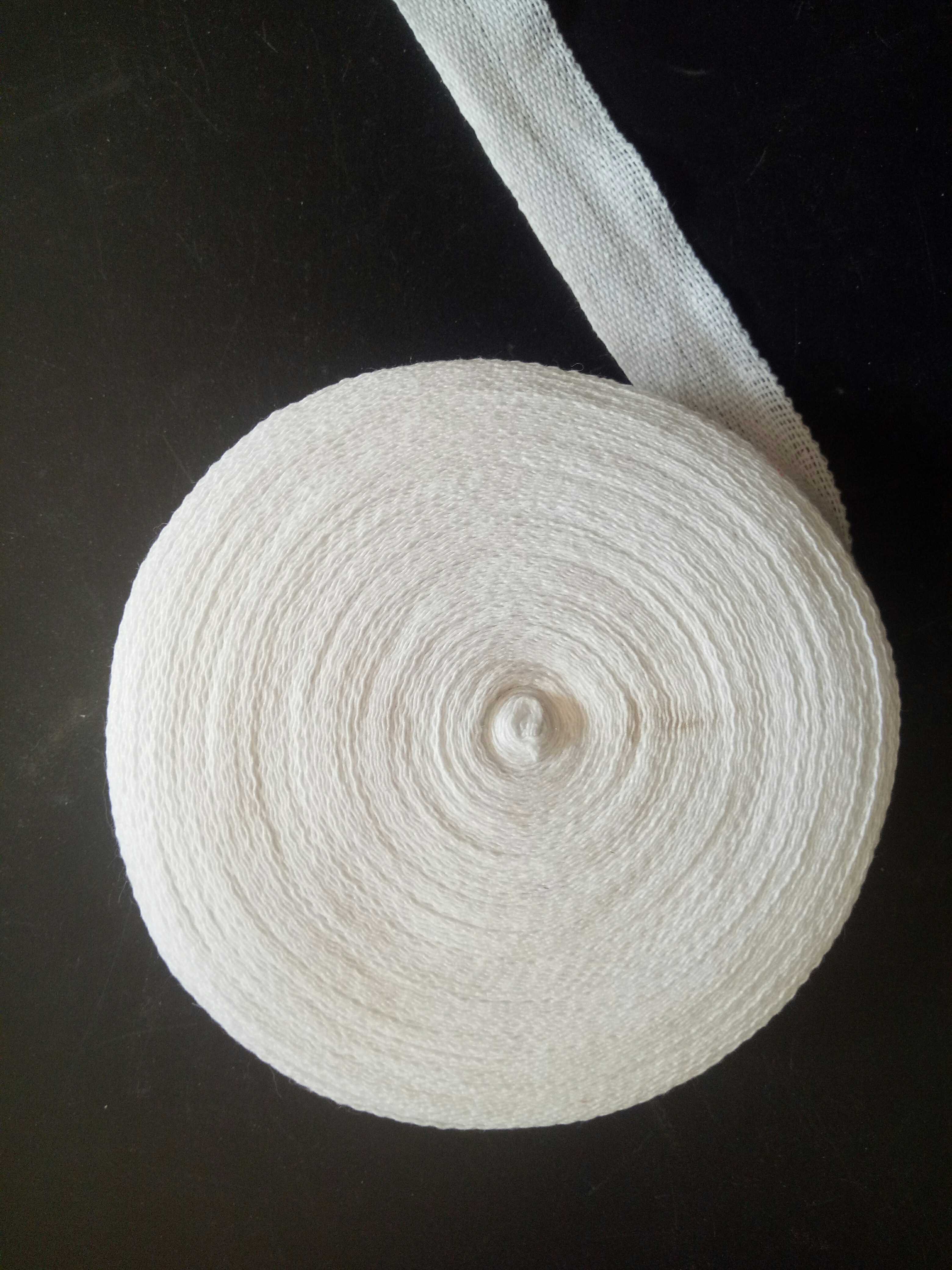 T C blend white cloth with white yarn with natural color cotton yarn charged motive transformer wound pure cotton white cloth with binding belt