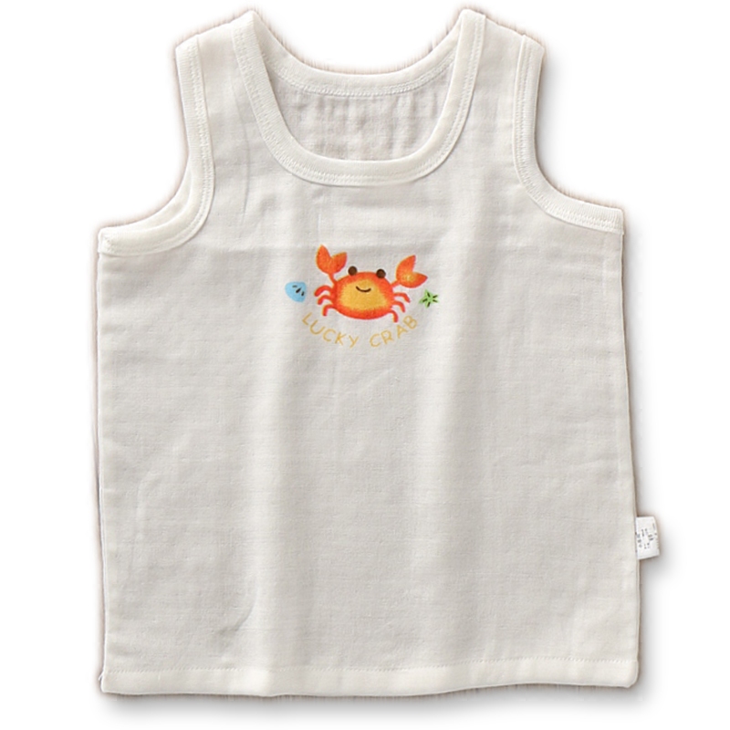 Trẻ em quần áo mùa hè childrens mùa hè trắng vest trắng nhỏ mà không huỳnh quang chất cotton hai lớp gạc.