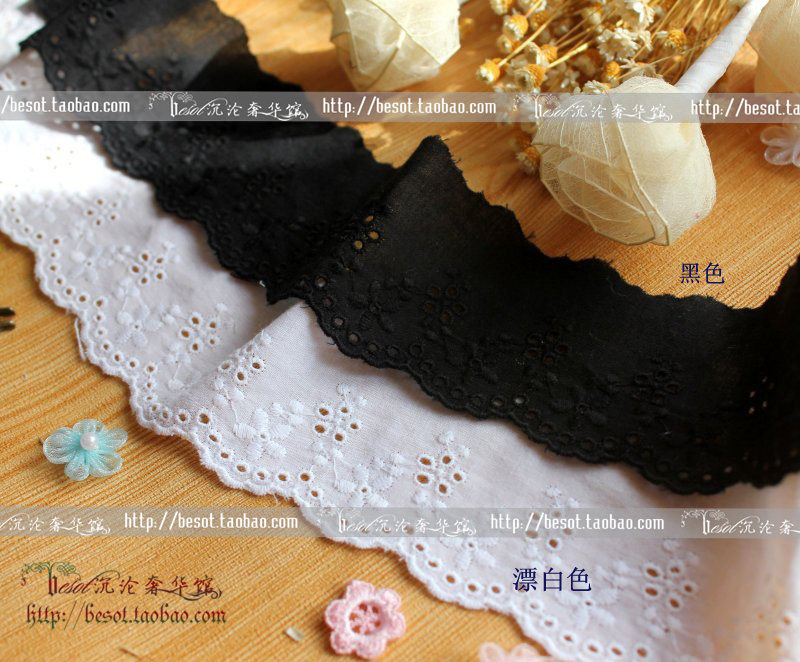 DIY handmade day single lolita clothing accessories 5cm hollow cotton cloth embroidery advanced skirt sleeve lace