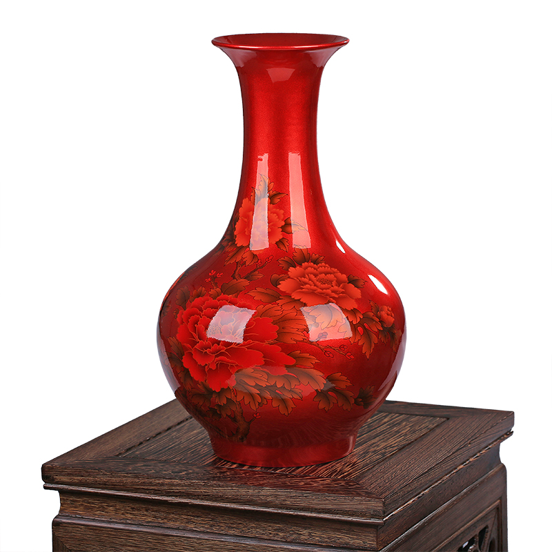 Jingdezhen Ceramic High-end Crystal Glaze with open rich and expensive vase Living room Home Decorative Goods Wedding Gifts