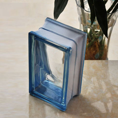 Side color blue hollow glass brick half brick long strip partition porch background factory direct sales translucent crystal brick