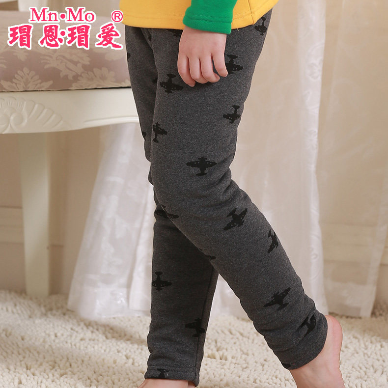 瑁恩瑁爱 童装男童加绒加厚保暖打底裤冬中大童儿童长裤宝宝裤子