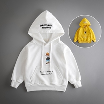 Boy Autumn Clothing Tide Boy Clothing Han Edition Boy Baby Boy Spring Autumn Hooded Sweatshirt Child White Sets of Hood Sweatshirt