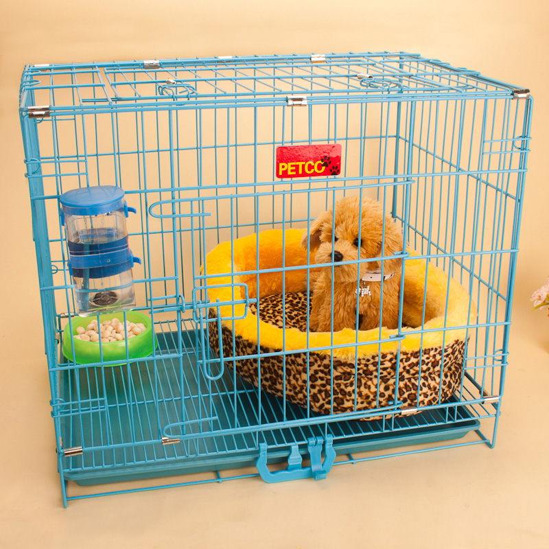 加粗折叠狗笼泰迪狗笼子中型犬宠物笼子小型犬不锈钢猫笼铁笼用品