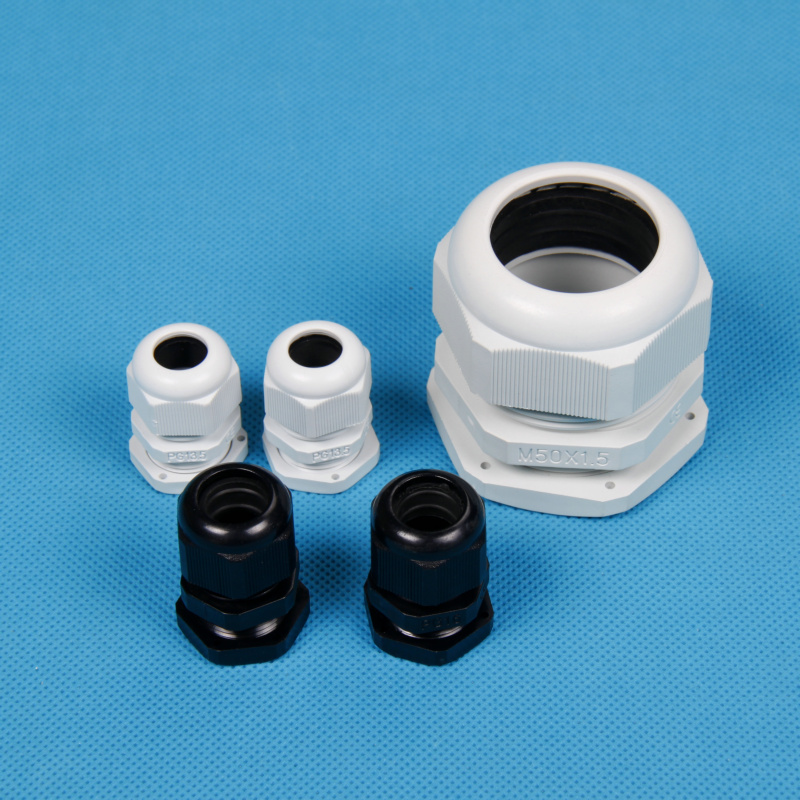 Nylon cable joint waterproof joint cable spiral fixed head black white M30