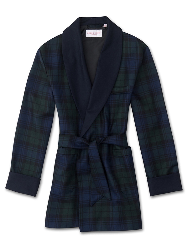 Uk Derek Rose Men's Smoking Jacket Men's Wool Short Robe/Smoking Jacket