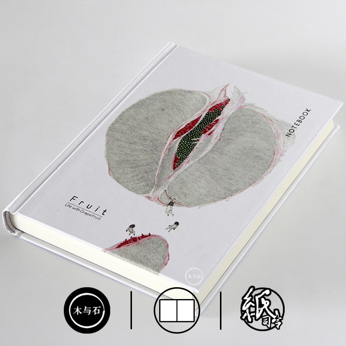 Wood and Stone Original Hand-painted Illustration Hardcover Creative Notepad Diary Sketch Sketch Blank Portable Drawing Book