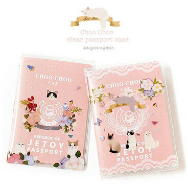 Brief Joshua Ladies Cute Cartoon Kitty Transparent Passport Clips) Documents Jacket) Passport Bag Waterproof Passport Protective Sleeve