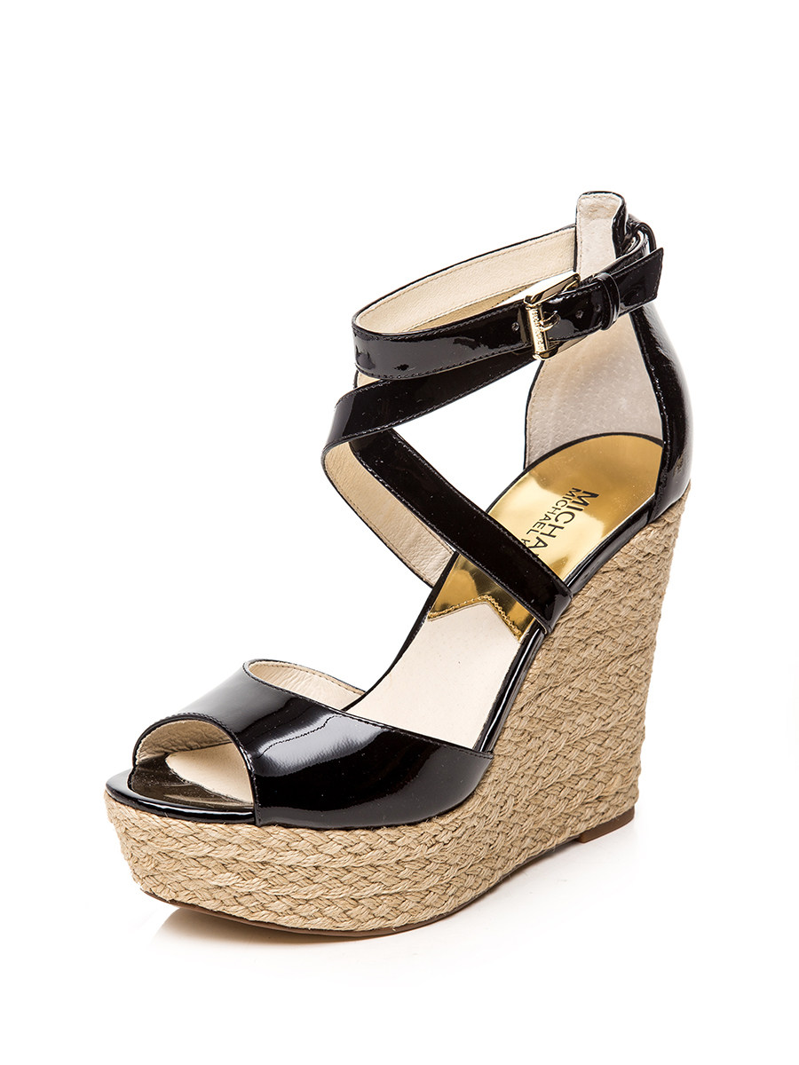 MICHAEL Michael Kors WEDGE系列黑色鱼嘴坡跟凉鞋