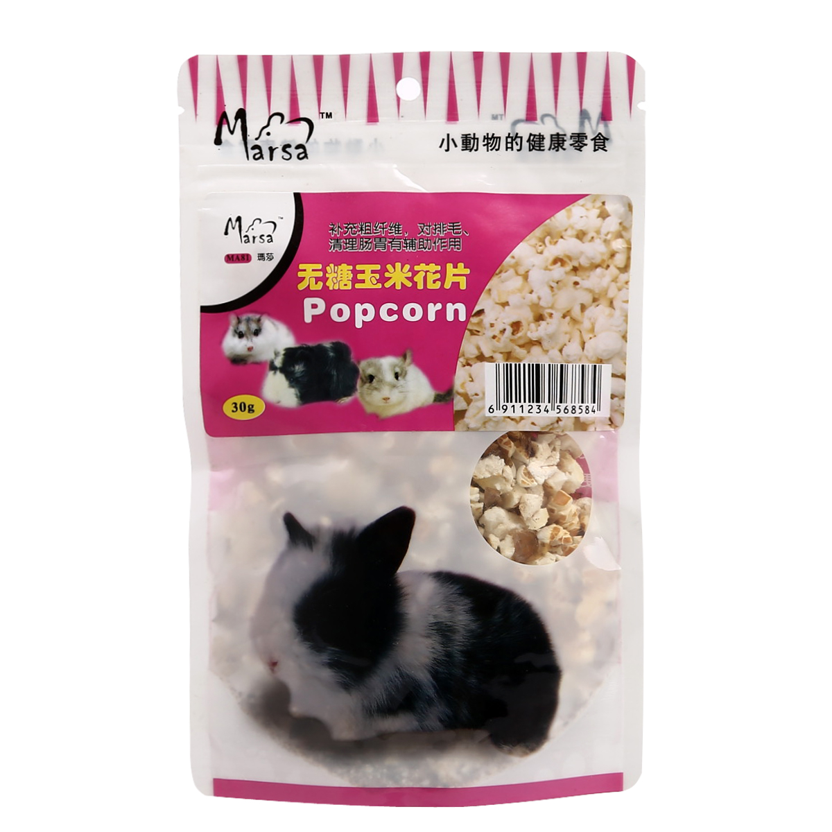 波奇网玛莎Marsa无糖玉米花片30g仓鼠荷兰猪兔粮龙猫粗纤维助排毛