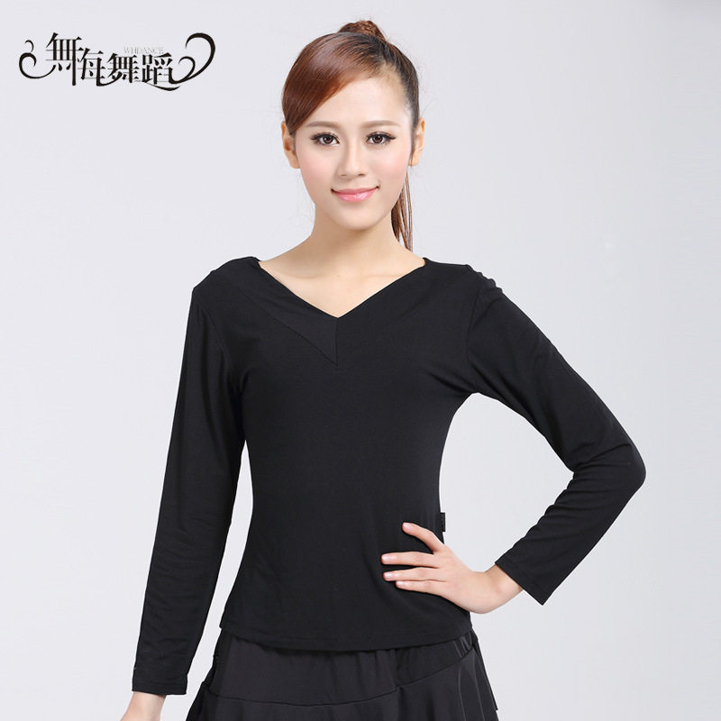 Square Dance Clothes New Autumn Tops V-neck Dance Costumes Latin Dance Costumes Long-sleeved Tops Women's Dance Clothes