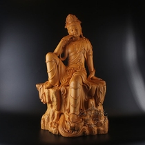 Kangsheng Suiyuan 26 inch thinking Guanyin wood carving juniper A grade two fine wood carving artwork ornaments
