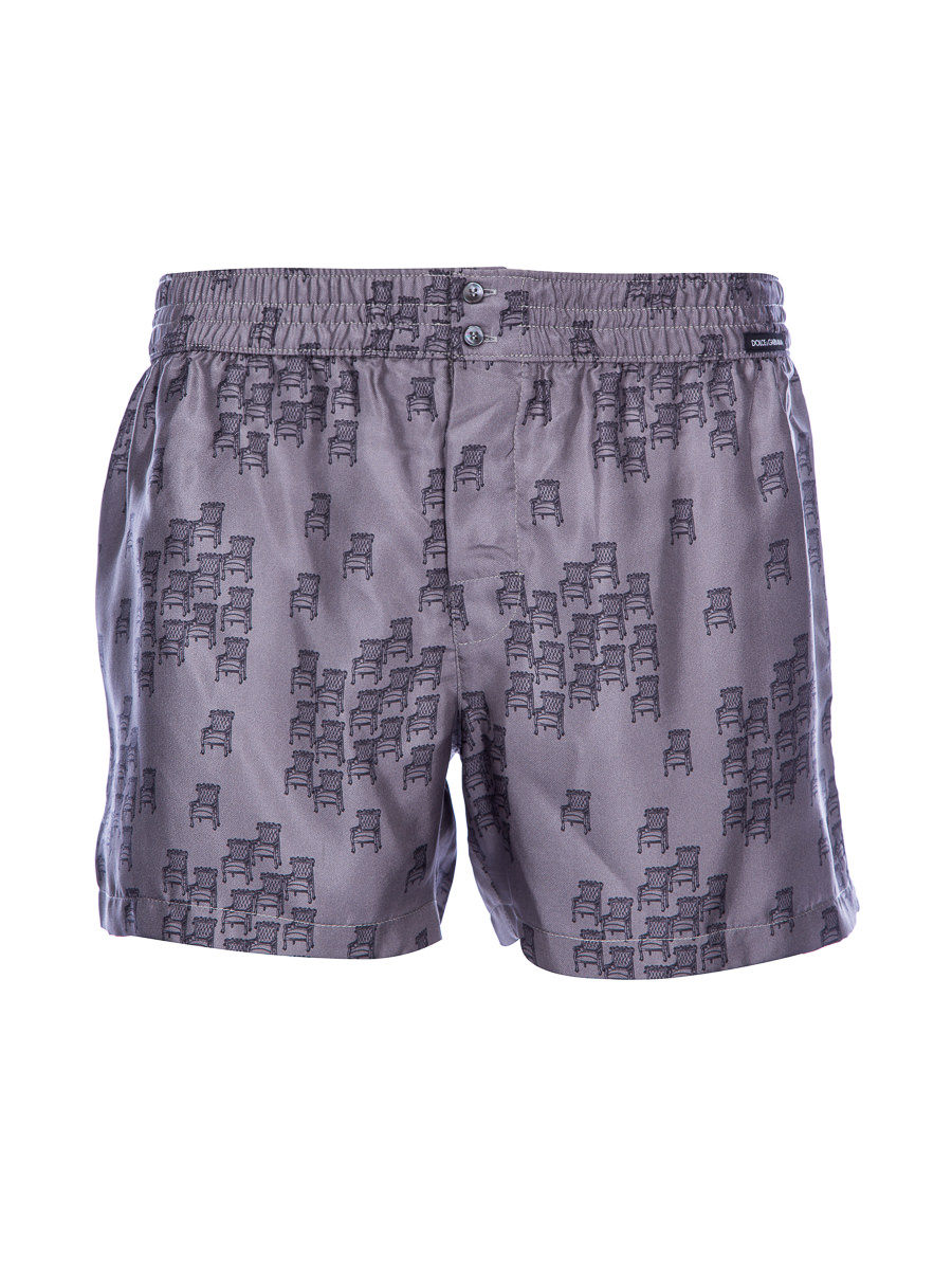 Dolce&Gabbana 深灰色座椅印花松紧腰短裤