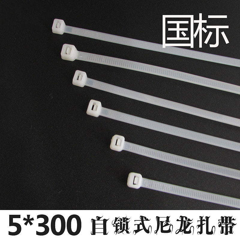 Wholesale national standard environmentally friendly self-locked nylon tie resistant straps 5 * 300250 strips white black
