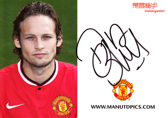 Dutch national footed Blinde Manchester United's 2014-15 season pro-pen signature official card