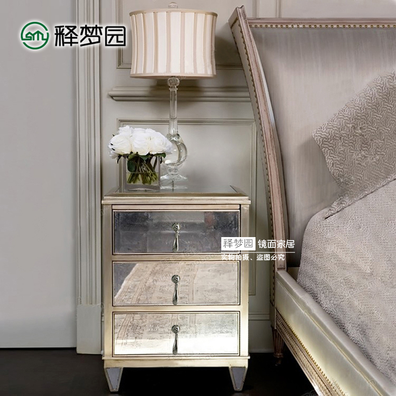 Shimengyuan European-style mirror bedside table storage cabinet telephone table neoclassical postmodern furniture F1560