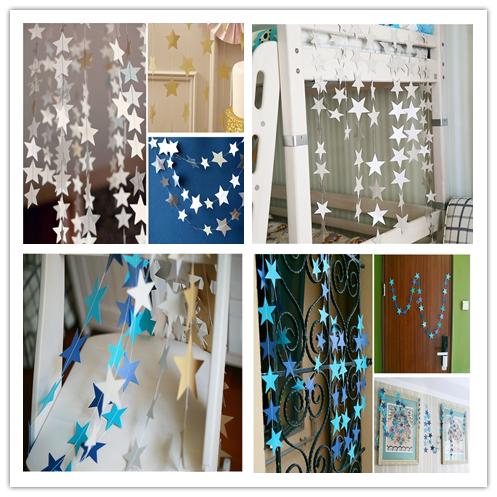 Christmas New Year's festive party decorations arranged with stars hanging decorations Lachate Pearls Jam small stars Decoration 4 m