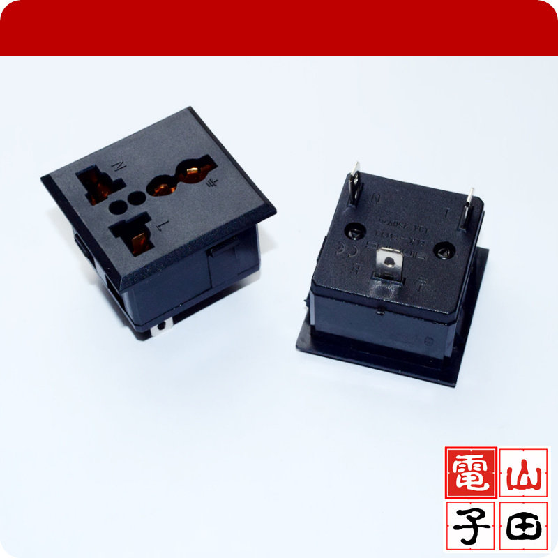 紫铜 三角 电源插座 机箱电源插座 大电流13A/250V