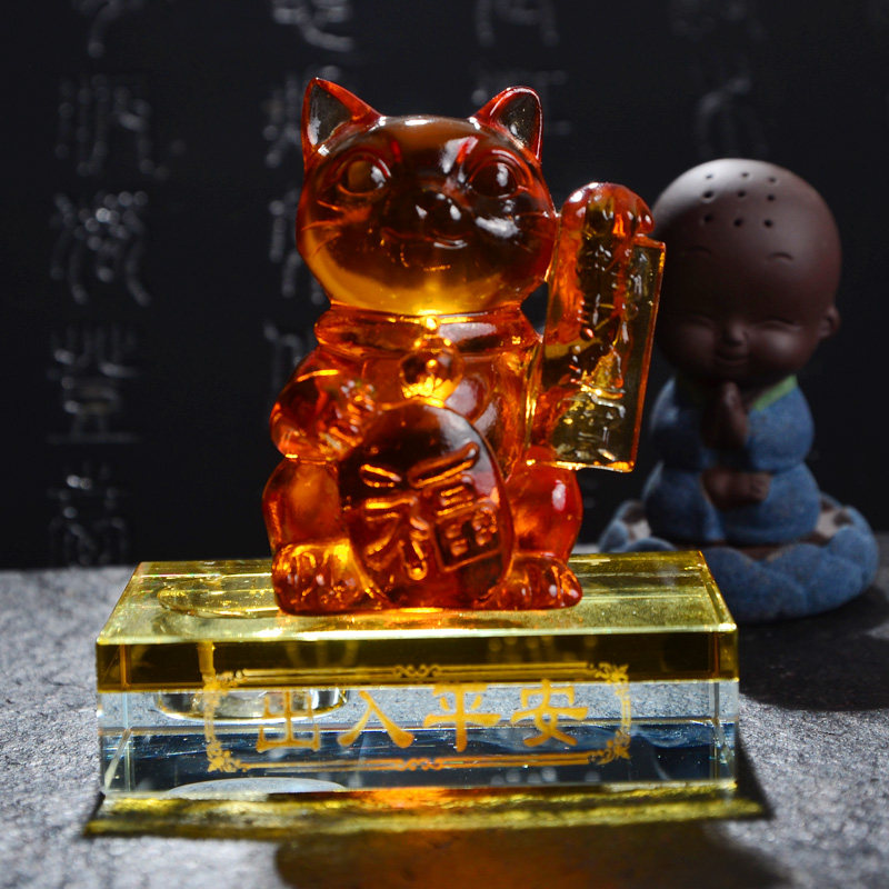 汽车香水座琉璃财猫载内饰摆件SUV丰田霸道普拉多汉兰达纳智捷