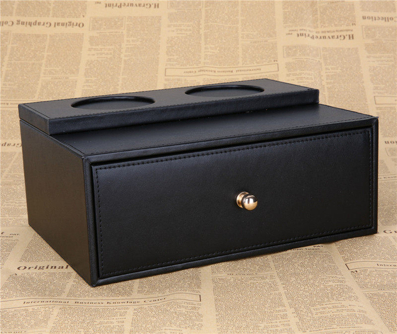 Customized hotel hotel room leather goods leather consumables storage box water cup holder desktop storage and finishing