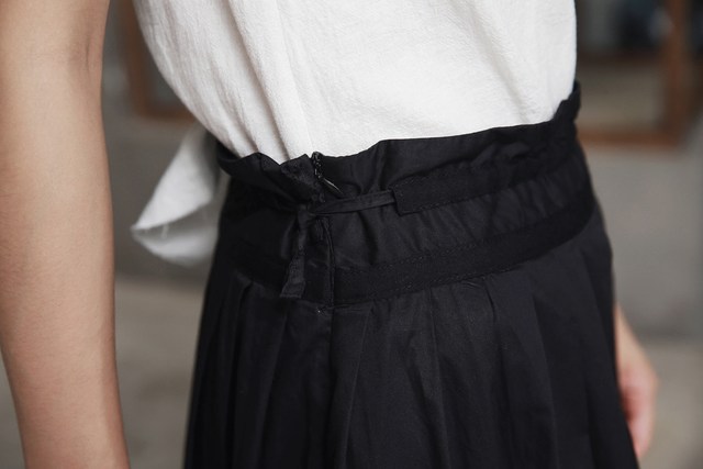 SIMPLEBLACK dark style fluffy pleated cotton skirt mid-length thin skirt