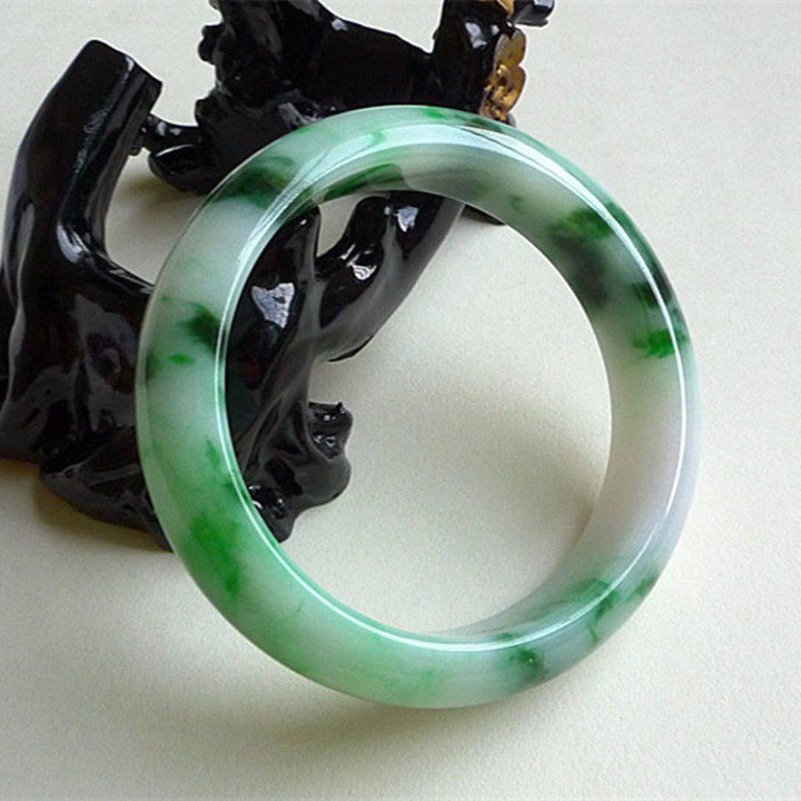 Natural Old pit emerald bracelet Myanmar A cargo ink green woman Jade Yang Green Waft Jade Bracelet with certificate KH012