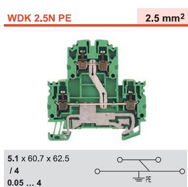 WDK 2 5N PE Weidmüller Compact earth terminal 1041620000