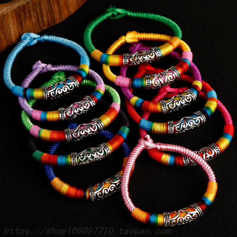 Batch of colorful lines Handmade ethnic winework Handmade by hand, handmade by hand, handmade seven color lines, handmade by hand.