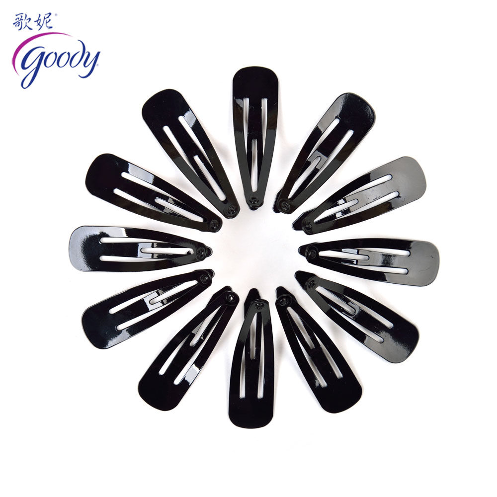 Goody/歌妮美国发饰 新升级水滴夹 对夹 边夹刘海夹 12个装 黑色