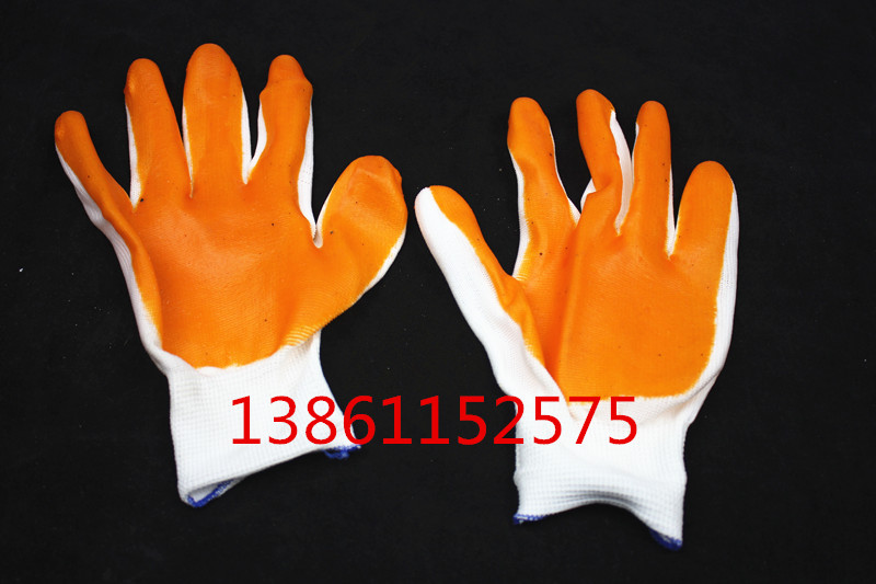 Labor Protection Gloves Work Dip Rubber Gloves Nylon PVC Bull Gluten Hanging Rubber Gloves Wear-proof Anti-slip gloves