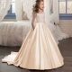 Trẻ em đuôi dài mô hình cô gái catwalk máy chủ lưu trữ hiệu suất trang phục biểu diễn piano buổi tối váy hoa cô gái