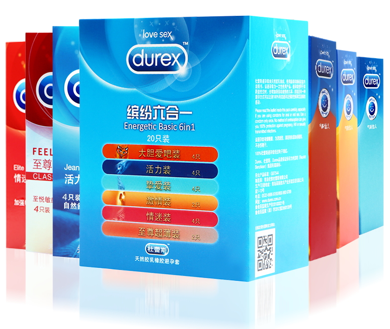 【苏宁易购】杜蕾斯避孕套 缤纷六合一加双蝶12安全套 成人情趣