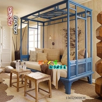 Ming and Qing antique furniture solid wood frame bed modern Chinese style bed Luohan bed American sofa bed customizable