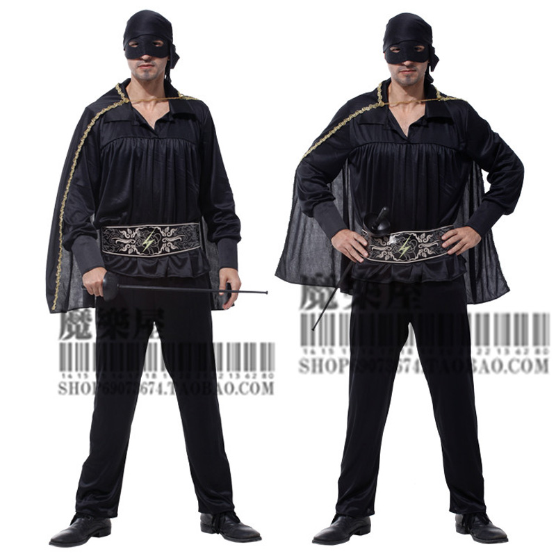 Halloween Cosplay Adult Performance Costume Masquerade Deluxe Masked Knight Costume Zorro Costume