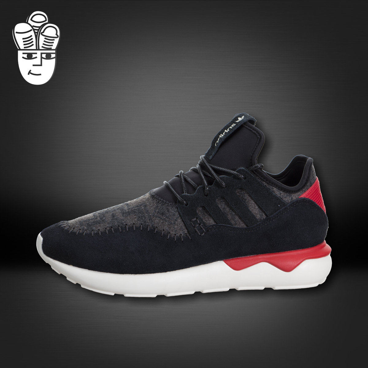 Adidas Tubular Moc Runner 阿迪达斯男鞋 时尚跑步鞋 麂皮拼接