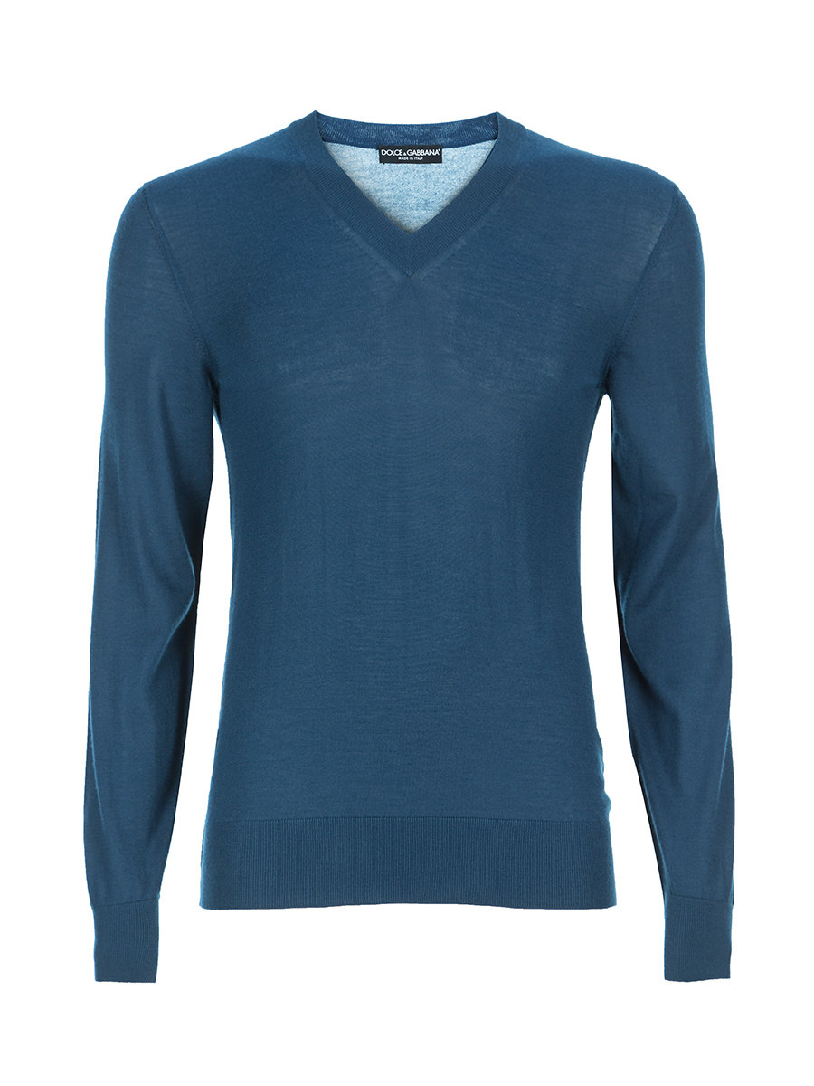 Dolce&Gabbana 深蓝色羊绒V领上衣
