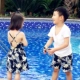 Kỳ nghỉ hè bãi biển váy mùa hè một gia đình gồm ba bốn cha con Hàn Quốc Phiên bản Hàn Quốc của trang phục phụ huynh-trẻ em