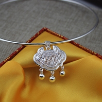 Adult silver lock collar 999 foot silver female adult silver lock sterling silver longevity lock bell ethnic style