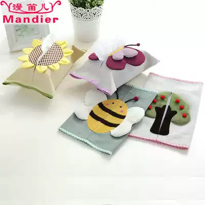 Cosmetic room tissue bag fabric extraction toilet paper belt portable sanitary paper bag extraction toilet paper cover cartoon paper towel cover for car