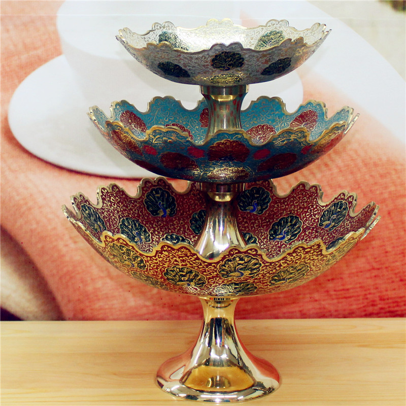 Indian traditional handicrafts imported from India copper carving tableware copper fruit plate home decoration housewarming gift YT0001