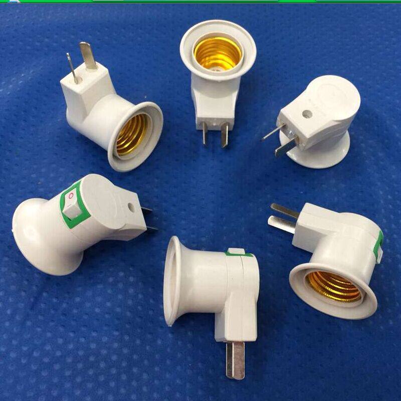 Lighthead socket with switch E27 household flat screw plug wall plug LED light bulb energy saving lamp