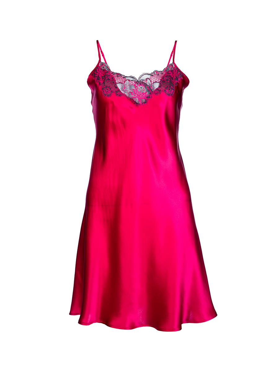 Lucia Berutto 玫红色蕾丝花边饰吊带睡裙