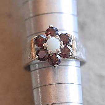Western Antique Jewelry Retro Silver Accessories UK 1984 925 Pure silver Natural pomegranate stone Oper stone ring
