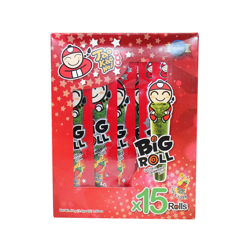 【天猫超市】泰国进口海苔 小老板烤海苔卷辣椒味15支装 54g/盒