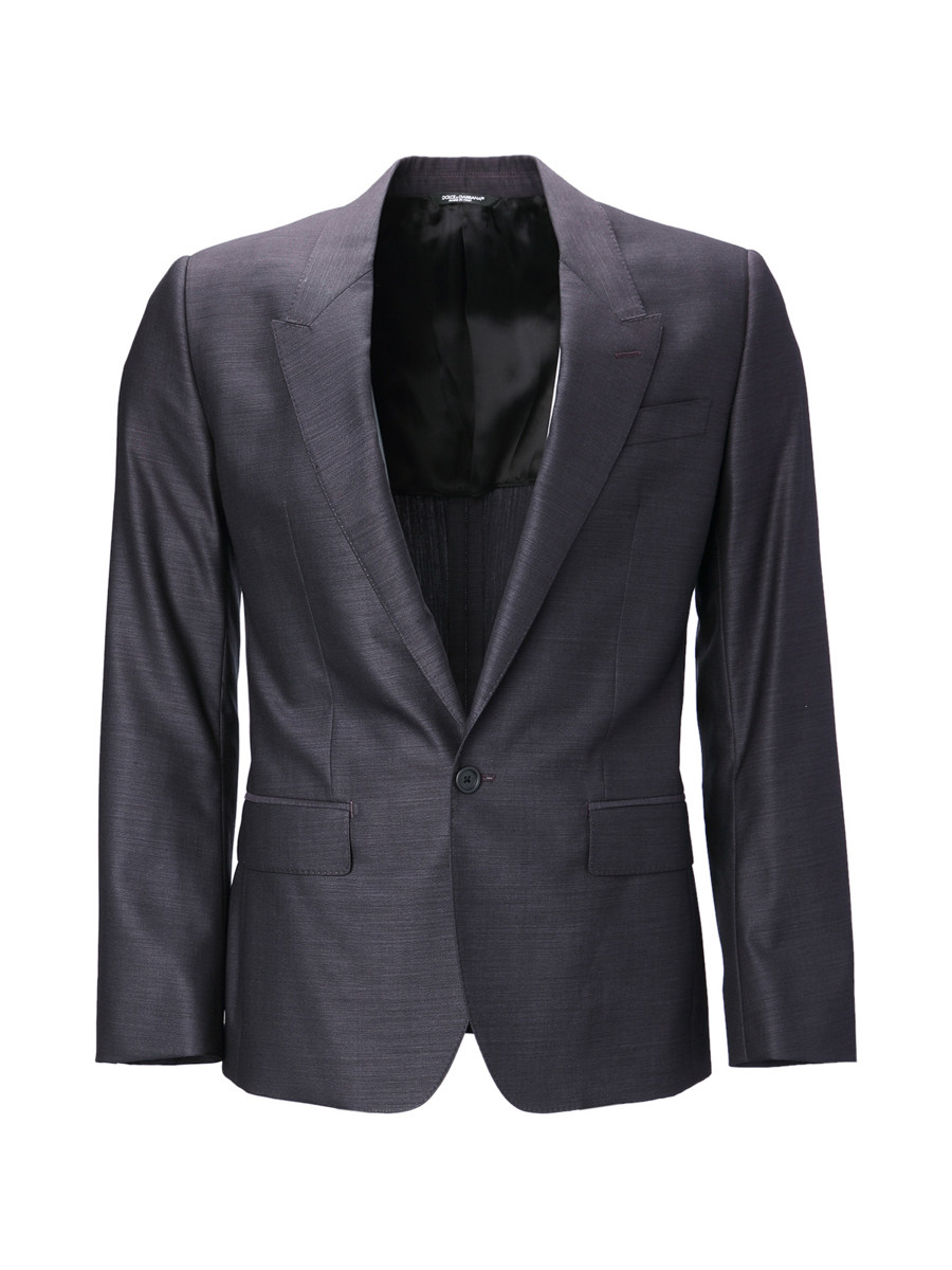Dolce&Gabbana 棕黑色戗驳领一粒扣饰修身西装